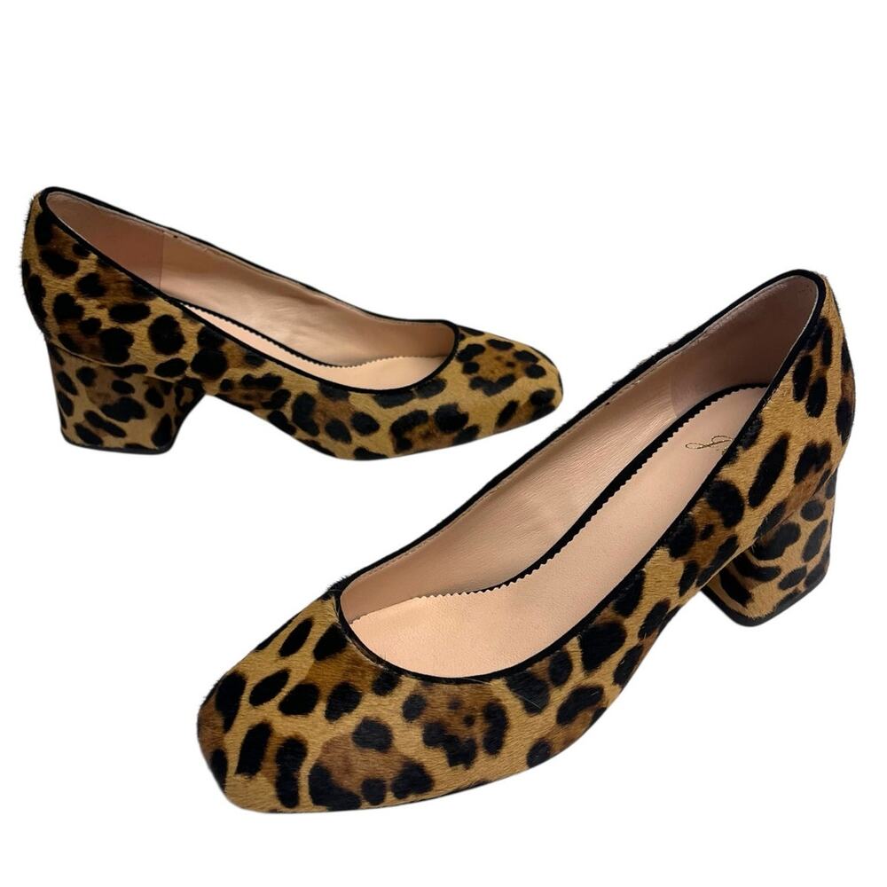 J Crew Leopard Calf Hair Block-Heel Celia Pumps Heels | Womens 8  *EUC* - Picture 7 of 13